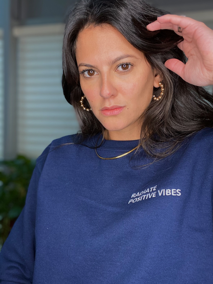 Positive Vibes Navy Sweatshirt
