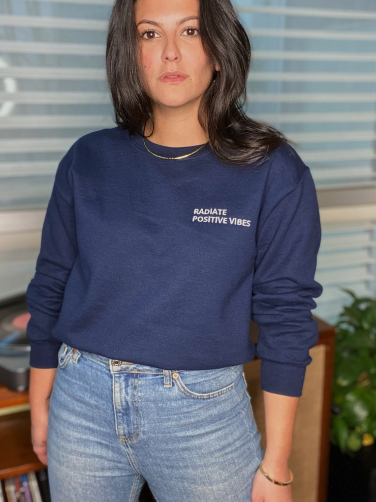Positive Vibes Navy Sweatshirt